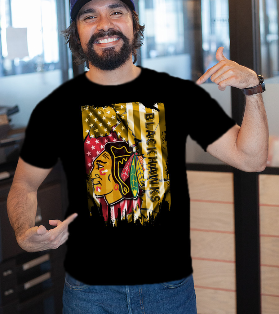 Blackhawks American Flag T-Shirt