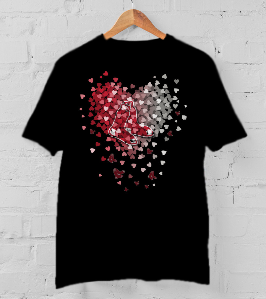 Boston Red Sox Heart Shaped Sox And Hearts T-Shirt