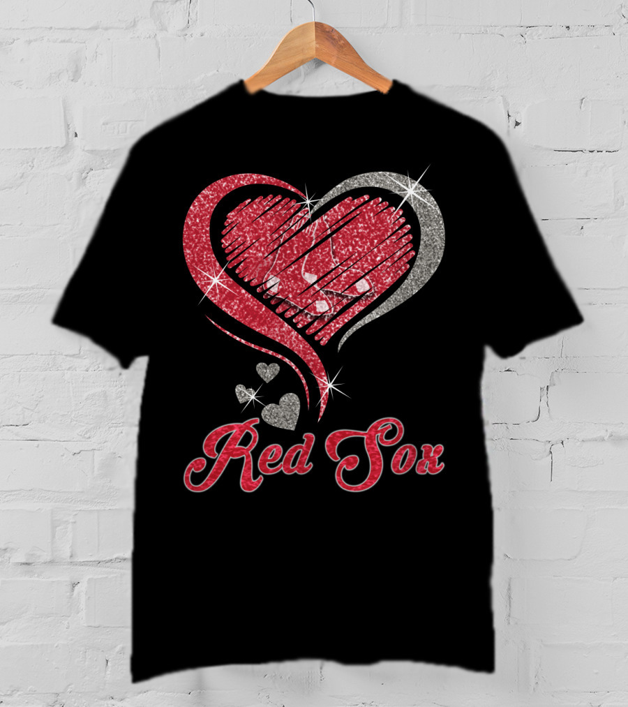 Red Sox Heart Glitter T-Shirt