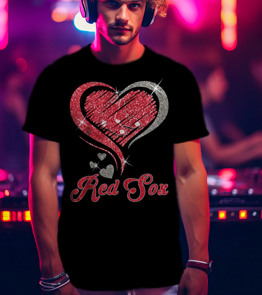 Red Sox Heart Glitter T-Shirt