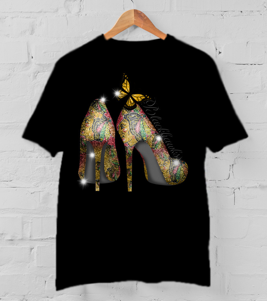 Chicago Blackhawks Heels With Butterfly Embellishment T-Shirt