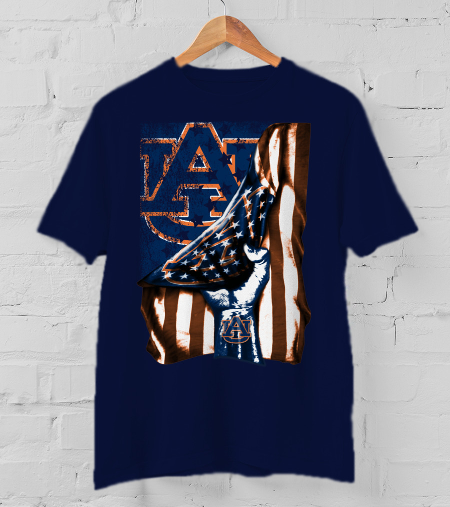 Auburn Tigers American Flag Hand Symbol With Au T-Shirt