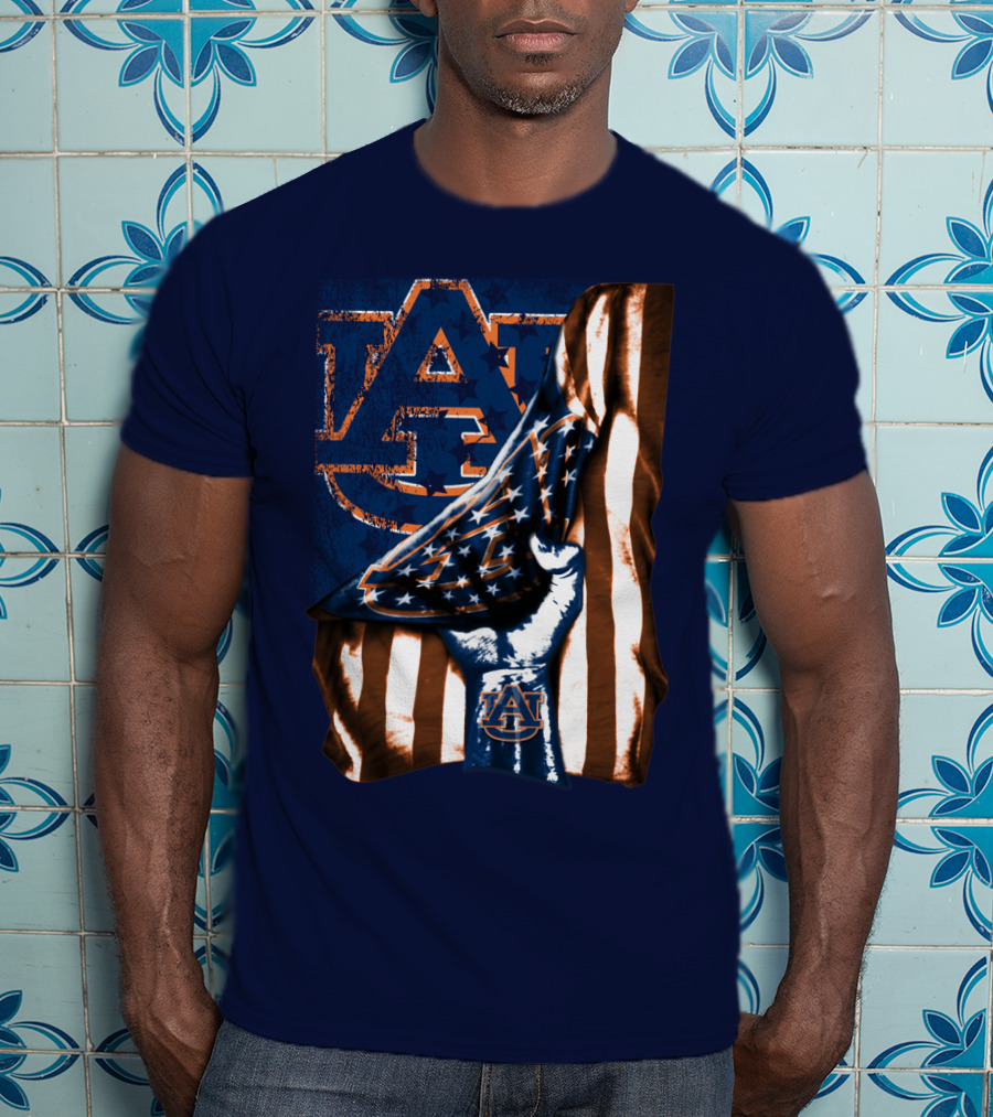 Auburn Tigers American Flag Hand Symbol With Au T-Shirt
