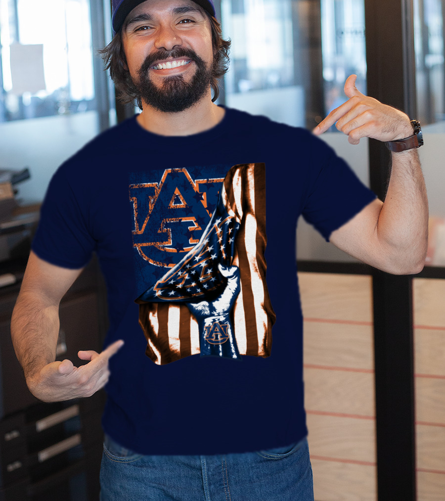 Auburn Tigers American Flag Hand Symbol With Au T-Shirt