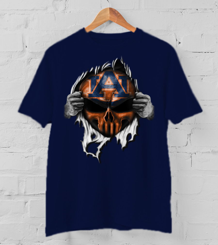 Auburn Tigers Skull Face Peel T-Shirt