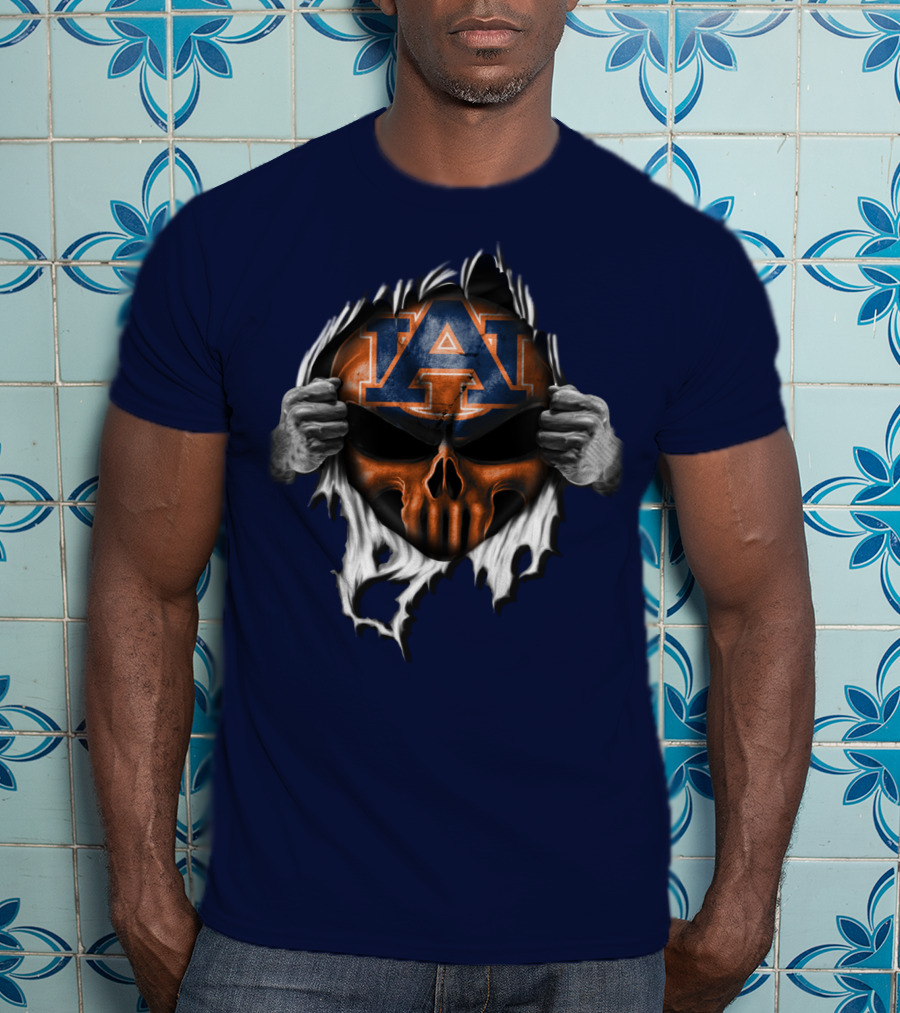 Auburn Tigers Skull Face Peel T-Shirt