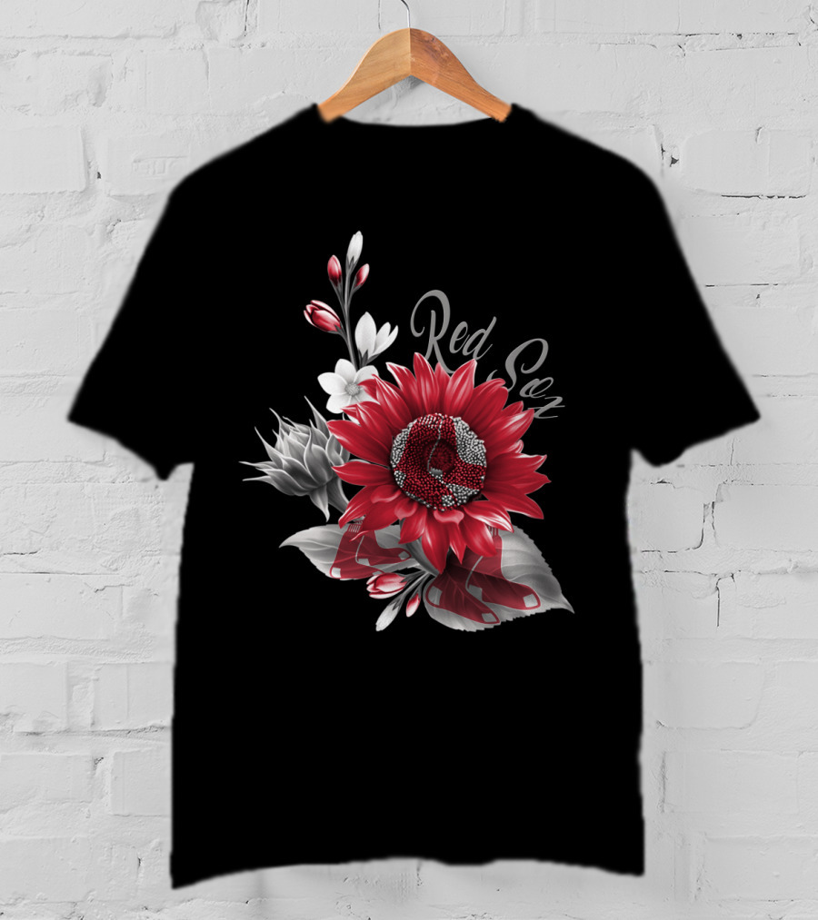 Boston Red Sox Red And White Floral T-Shirt