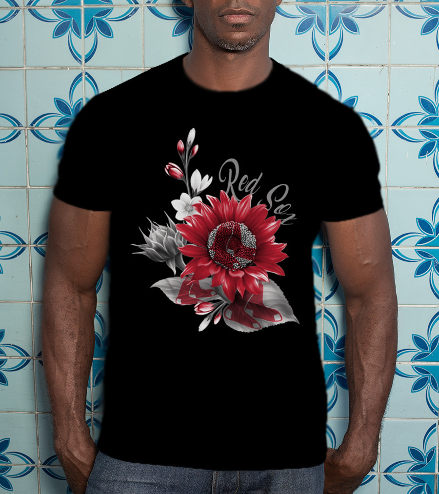 Boston Red Sox Red And White Floral T-Shirt