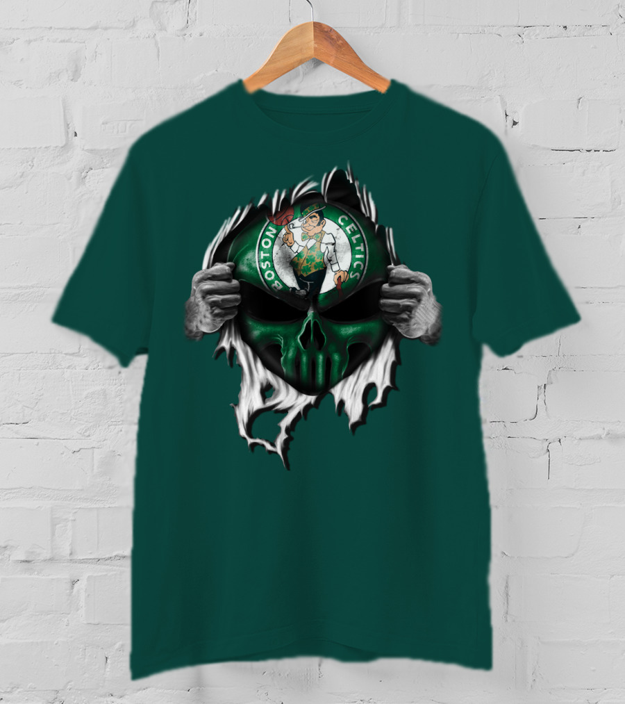 Boston Celtics Skull And Leprechaun Emblem T-Shirt