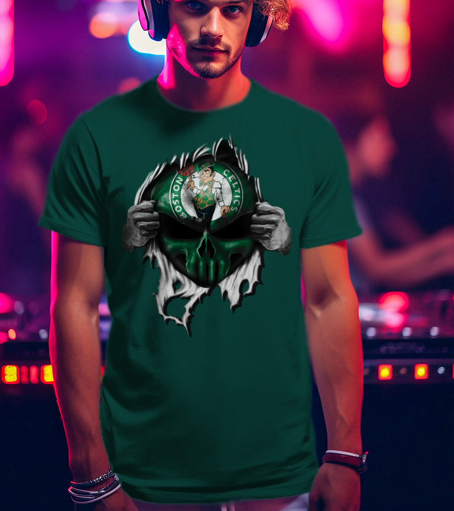 Boston Celtics Skull And Leprechaun Emblem T-Shirt