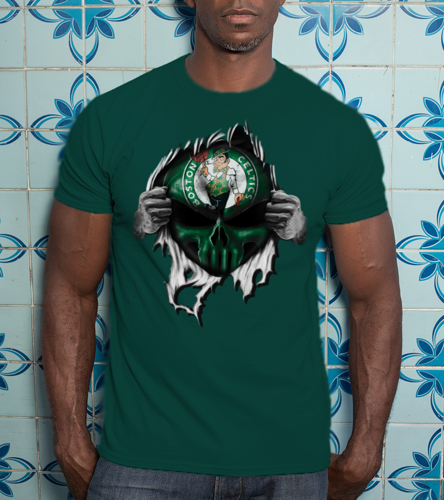 Boston Celtics Skull And Leprechaun Emblem T-Shirt