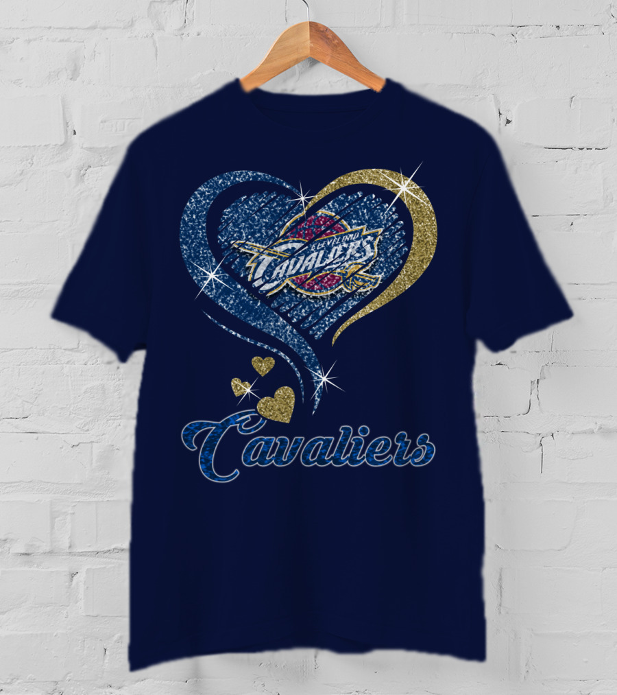 Cleveland Cavaliers Heart Logo Sparkle T-Shirt