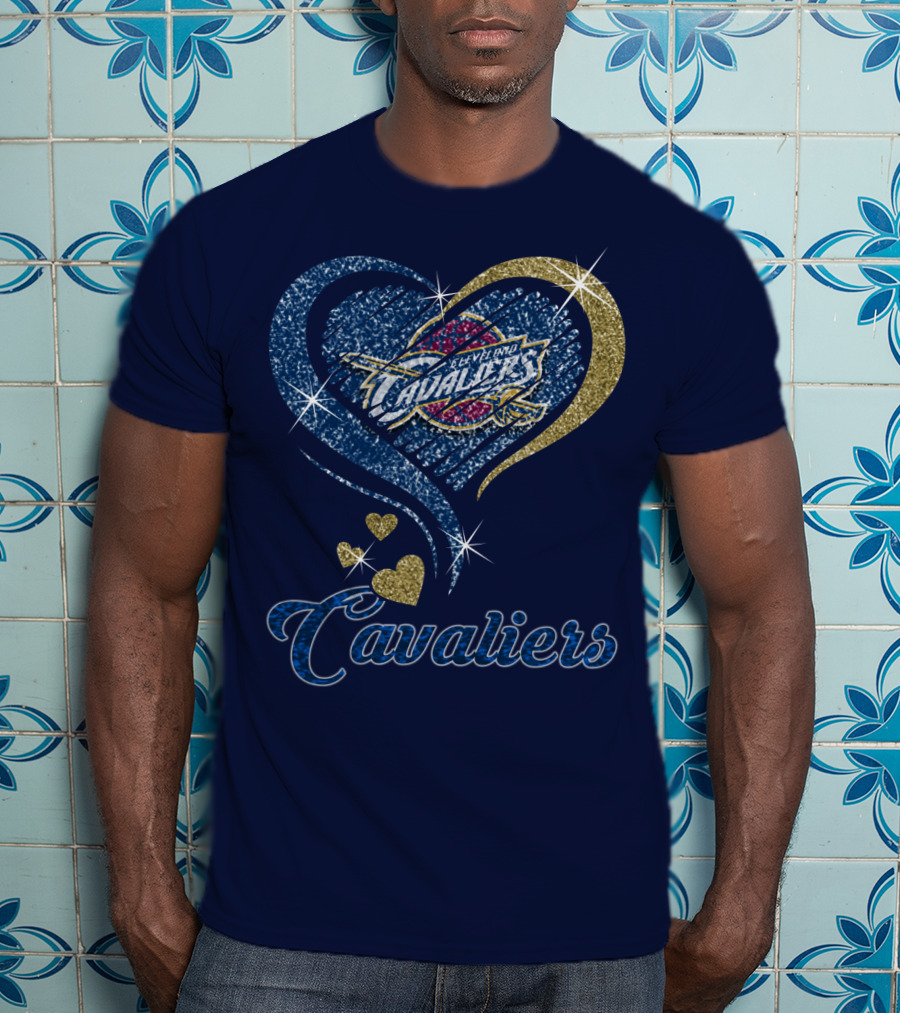 Cleveland Cavaliers Heart Logo Sparkle T-Shirt