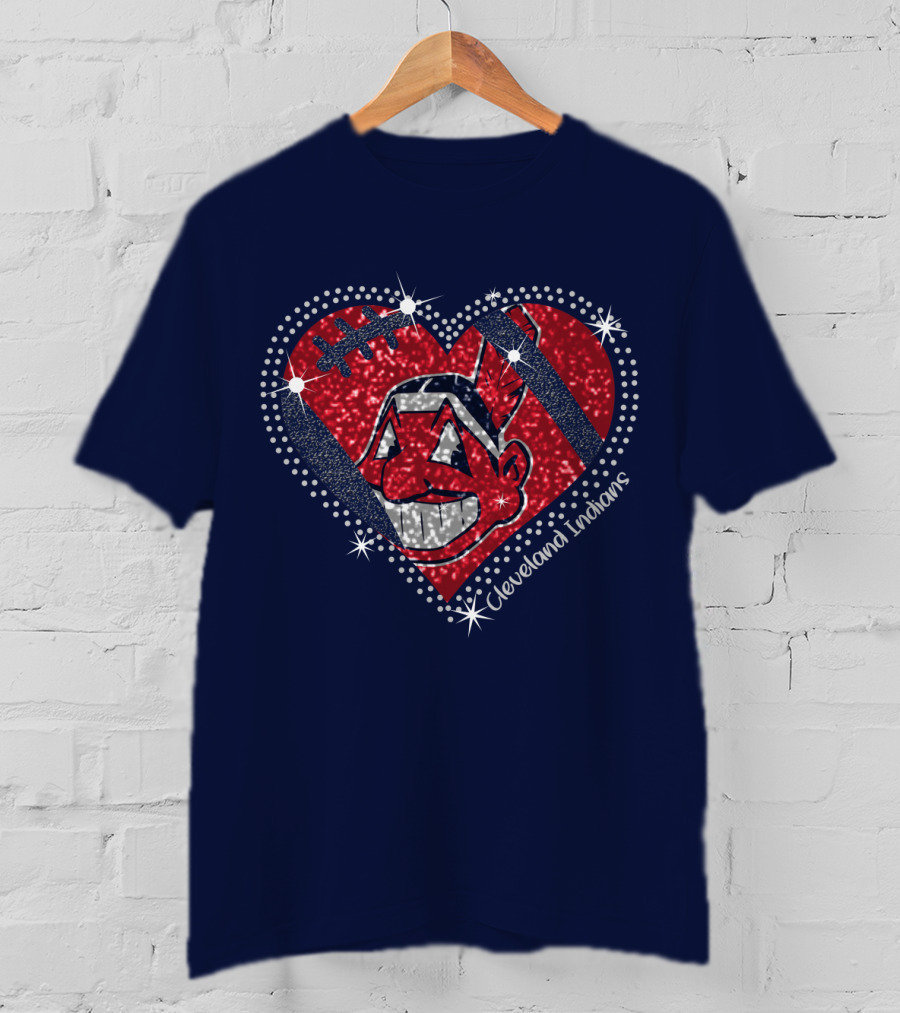 Cleveland Indians Heart Design With Effect T-Shirt
