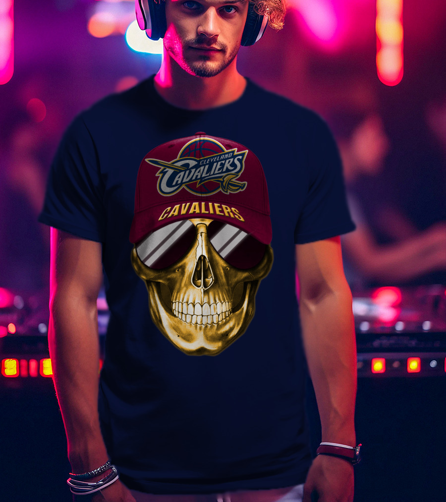 Cleveland Cavaliers Skull Hat Nba Basketball Fan Gear T-Shirt