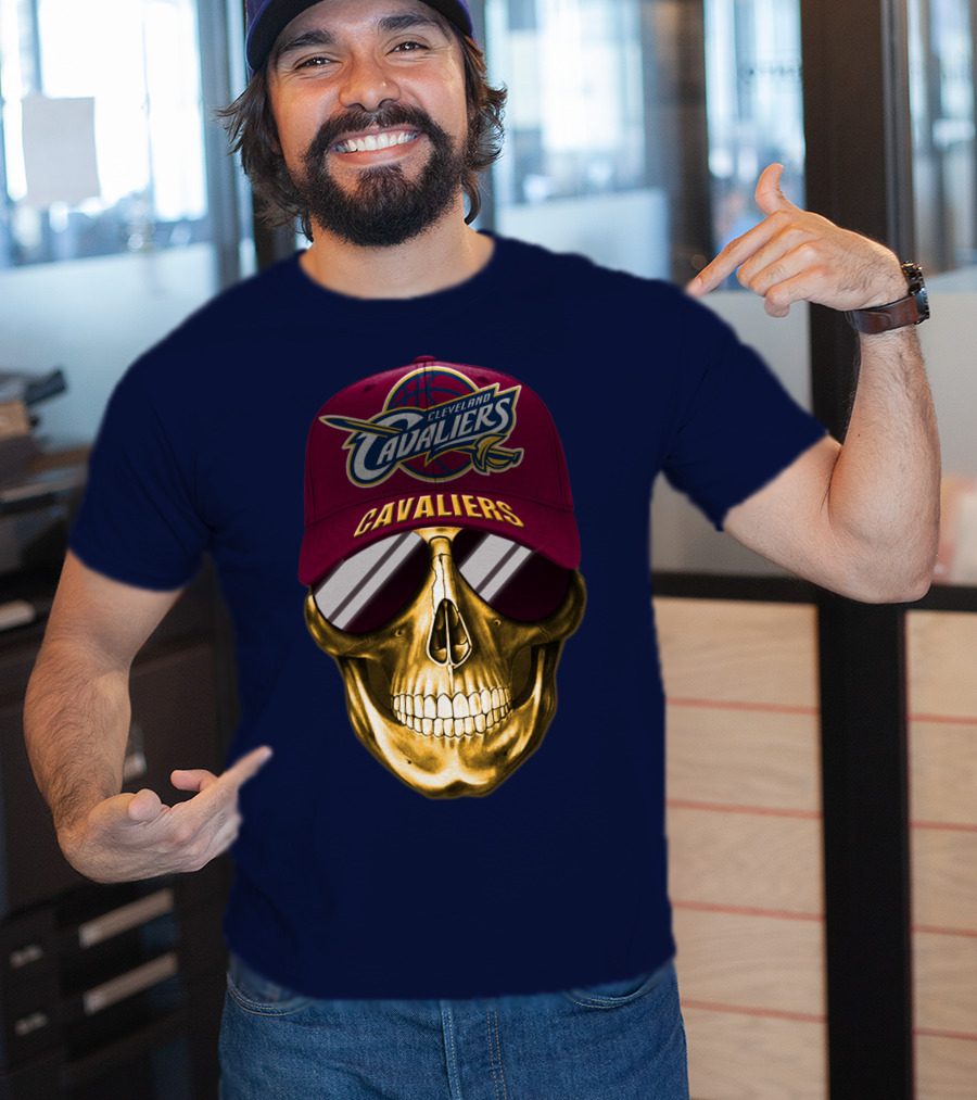 Cleveland Cavaliers Skull Hat Nba Basketball Fan Gear T-Shirt