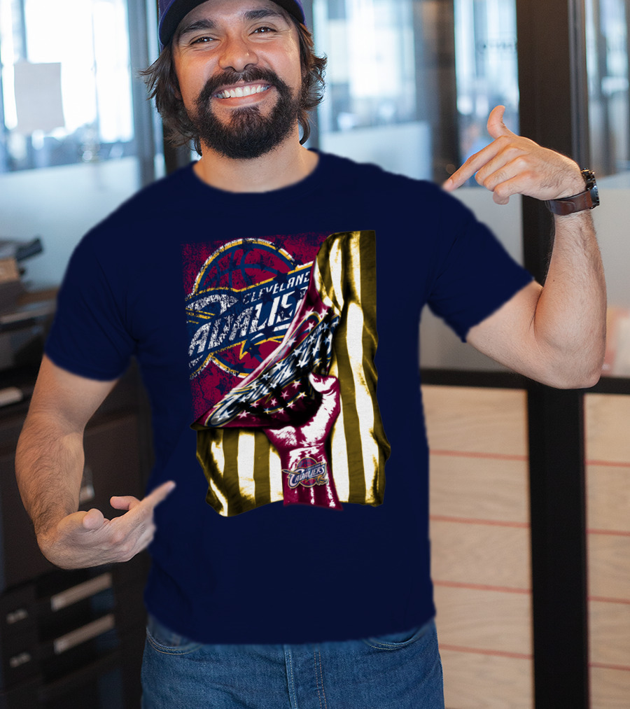 Cleveland Cavaliers American Flag Fist Nba Basketball T-Shirt