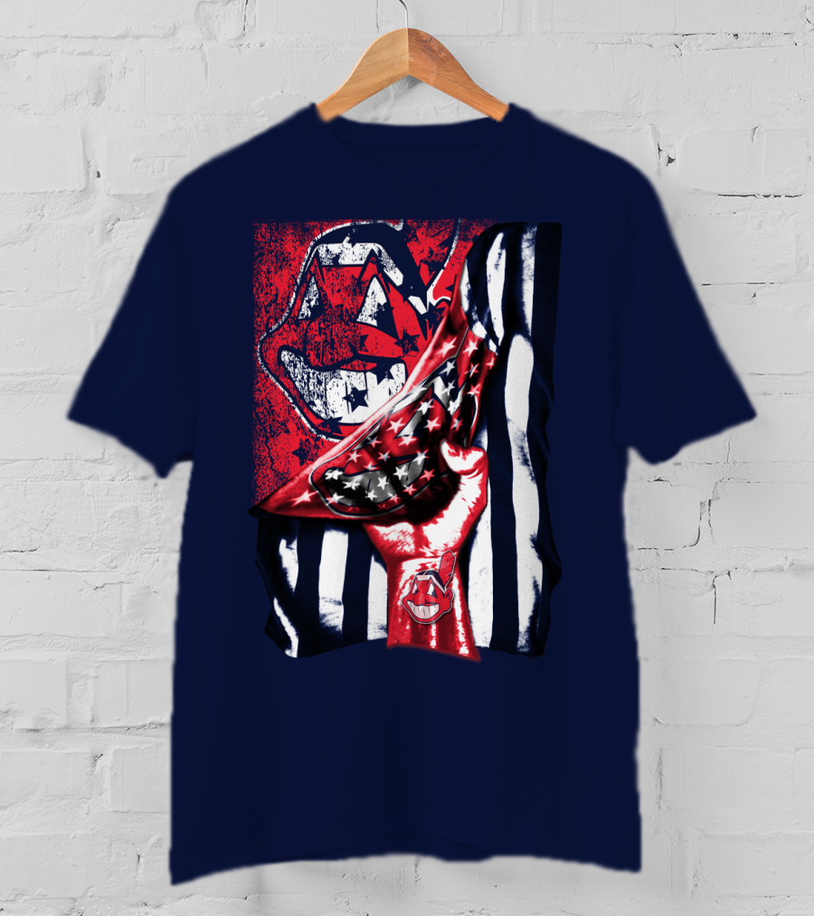 Cleveland Indians Pride American Flag Baseball Team Spirit T-Shirt