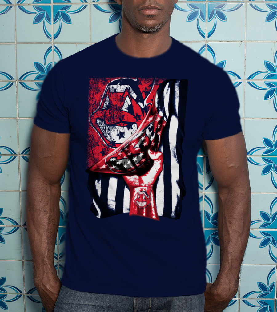 Cleveland Indians Pride American Flag Baseball Team Spirit T-Shirt