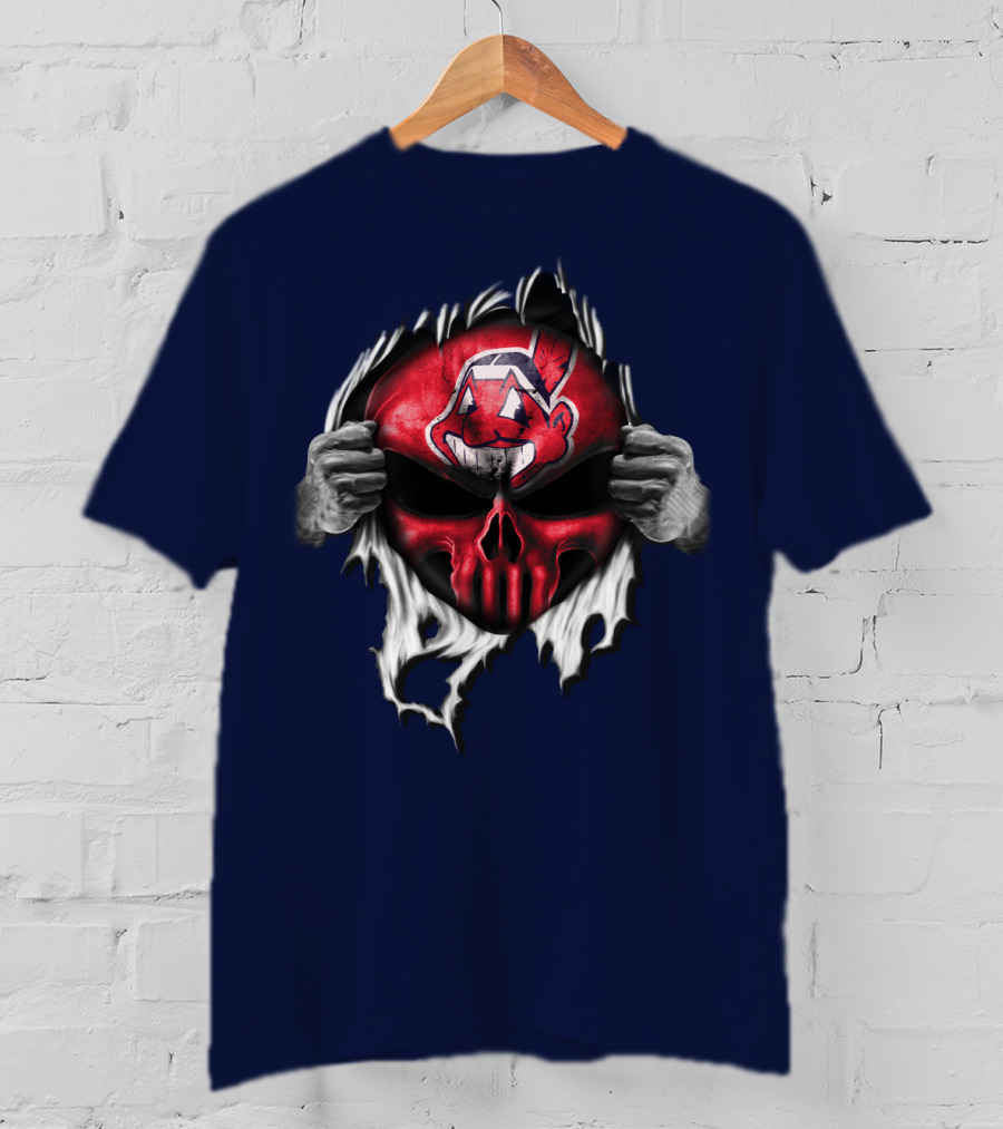 Cleveland Indians Skull Mask Ripping T-Shirt
