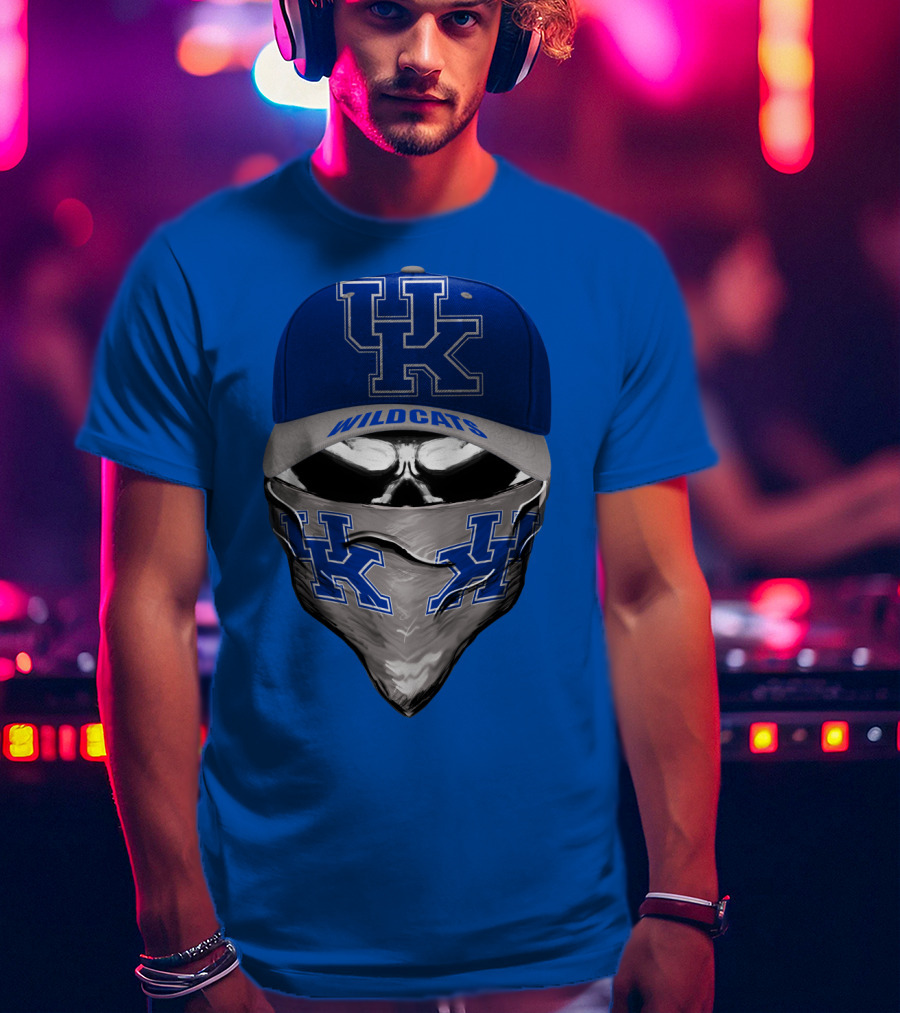 Kentucky Wildcats Uk Logo Hat Bandana Blue T-Shirt