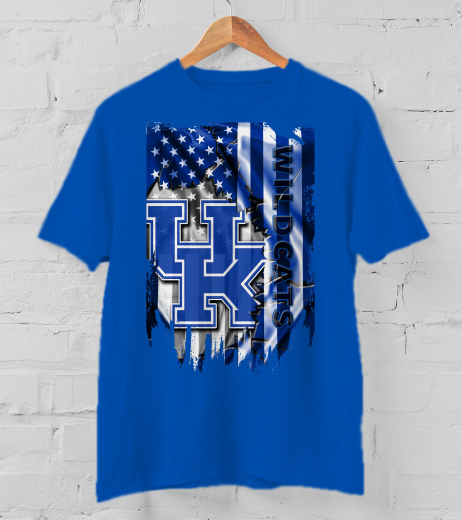 Kentucky Wildcats American Flag Tribute Uk T-Shirt