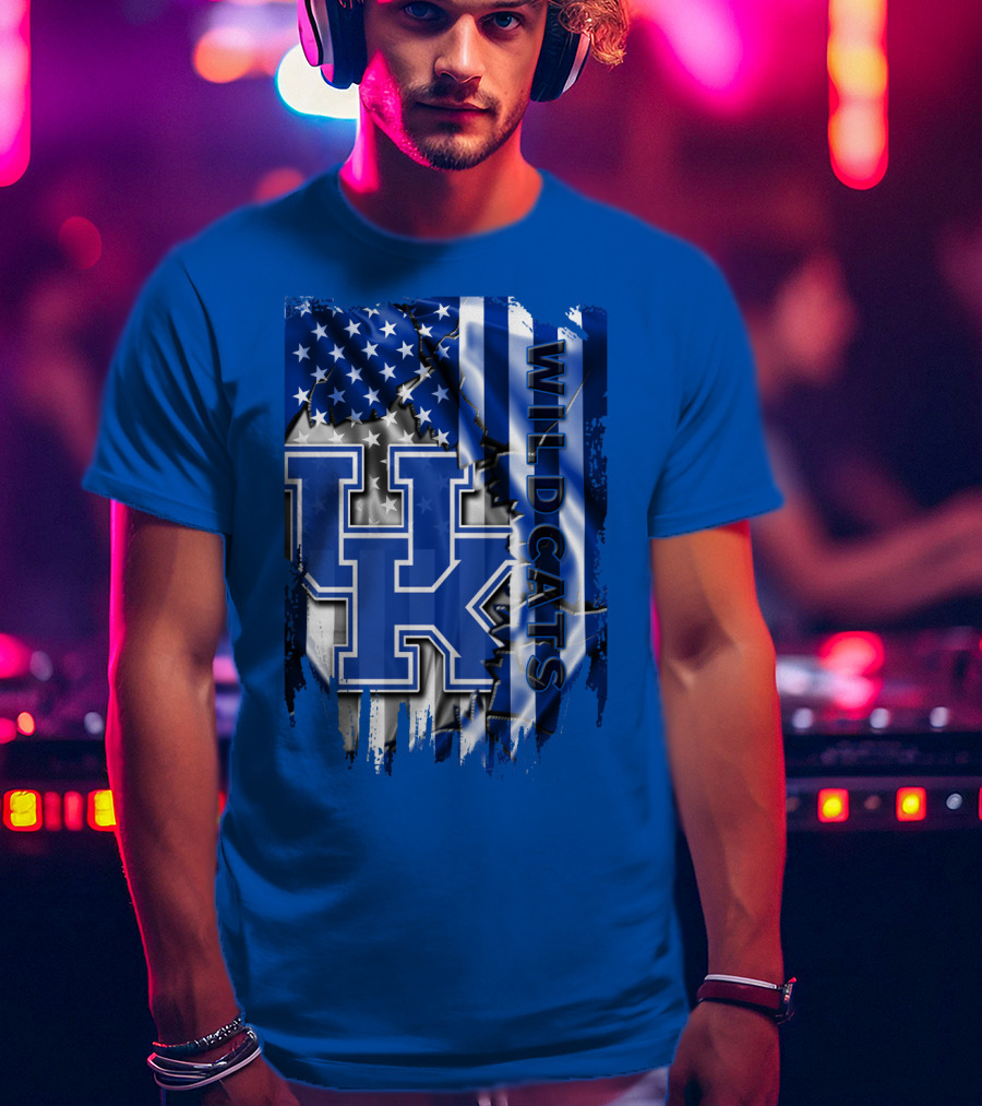 Kentucky Wildcats American Flag Tribute Uk T-Shirt