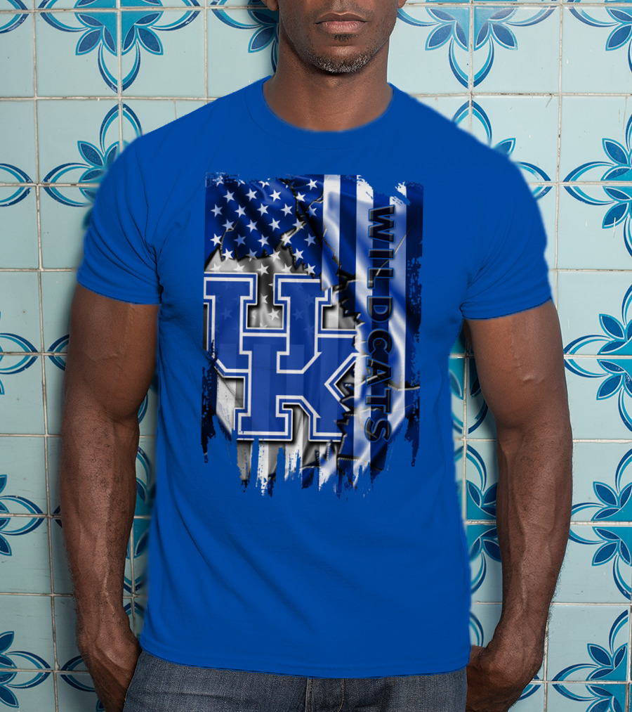Kentucky Wildcats American Flag Tribute Uk T-Shirt