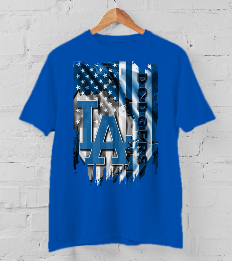 La Dodgers American Flag Blue T-Shirt