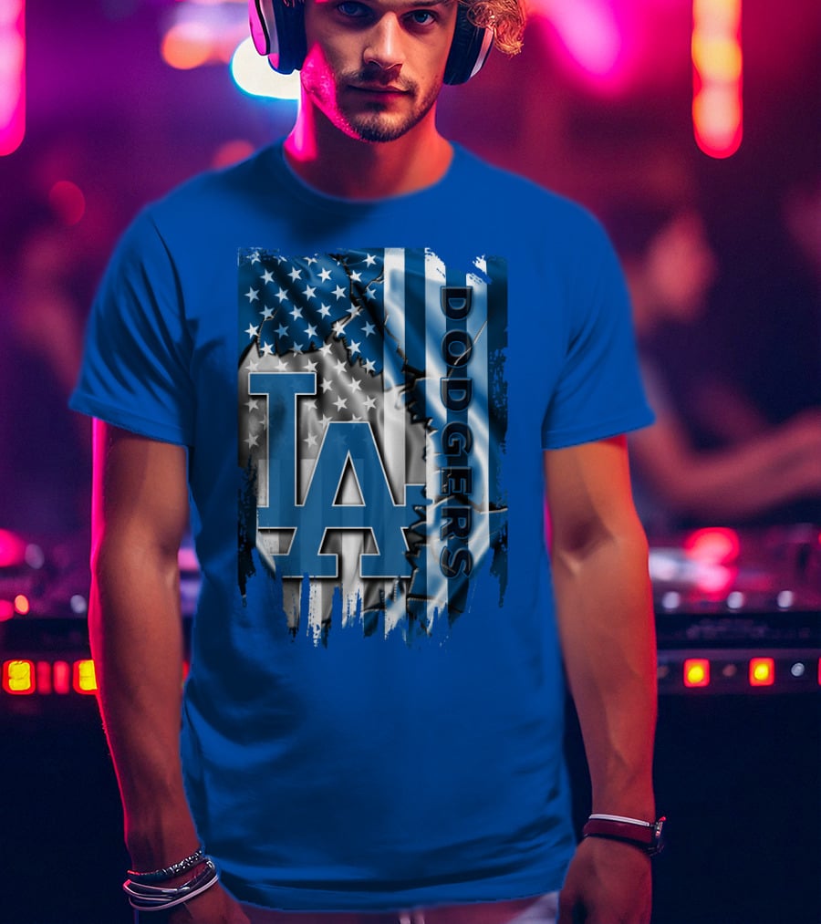 La Dodgers American Flag Blue T-Shirt