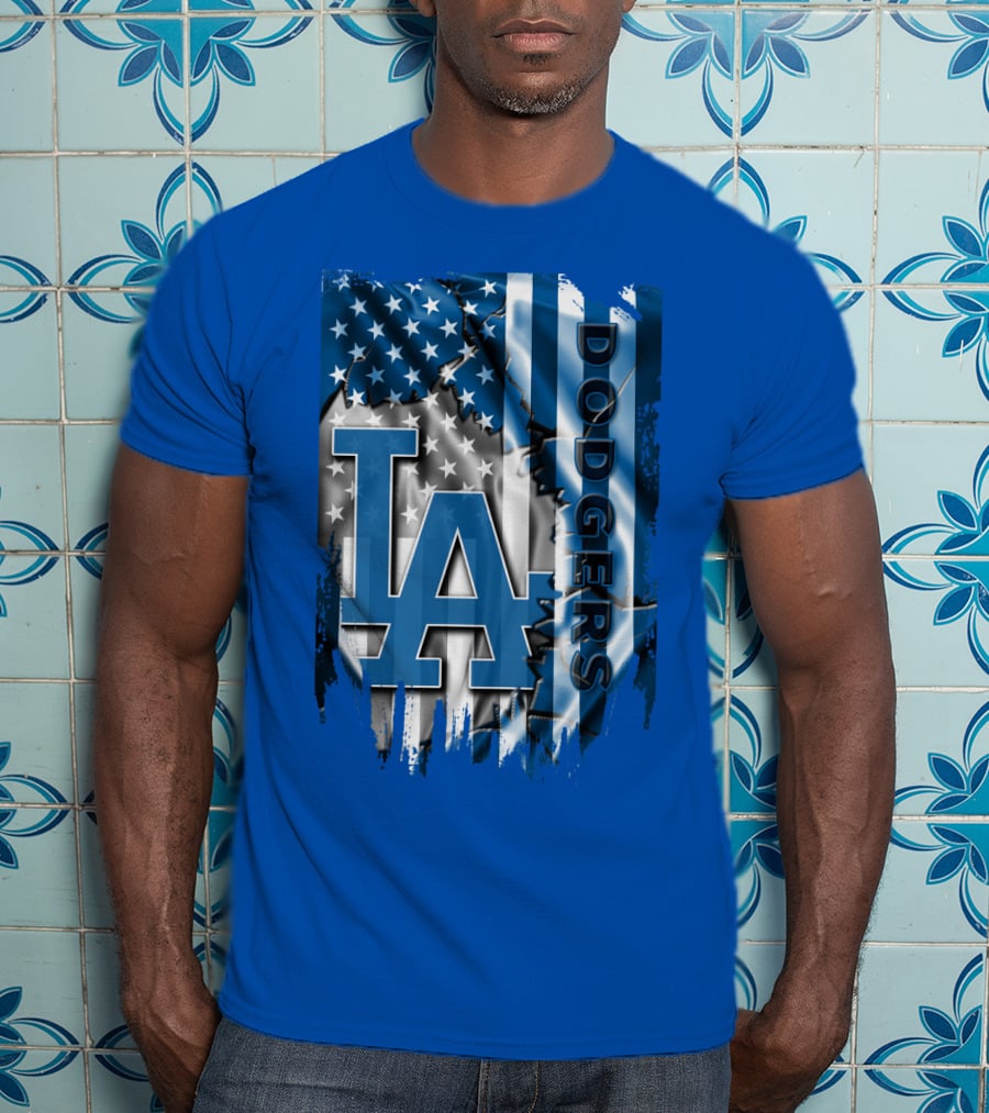 La Dodgers American Flag Blue T-Shirt
