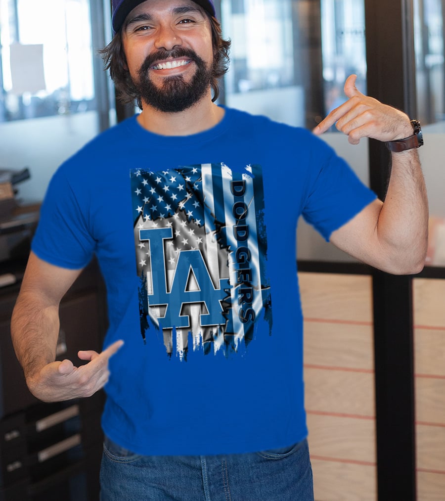 La Dodgers American Flag Blue T-Shirt