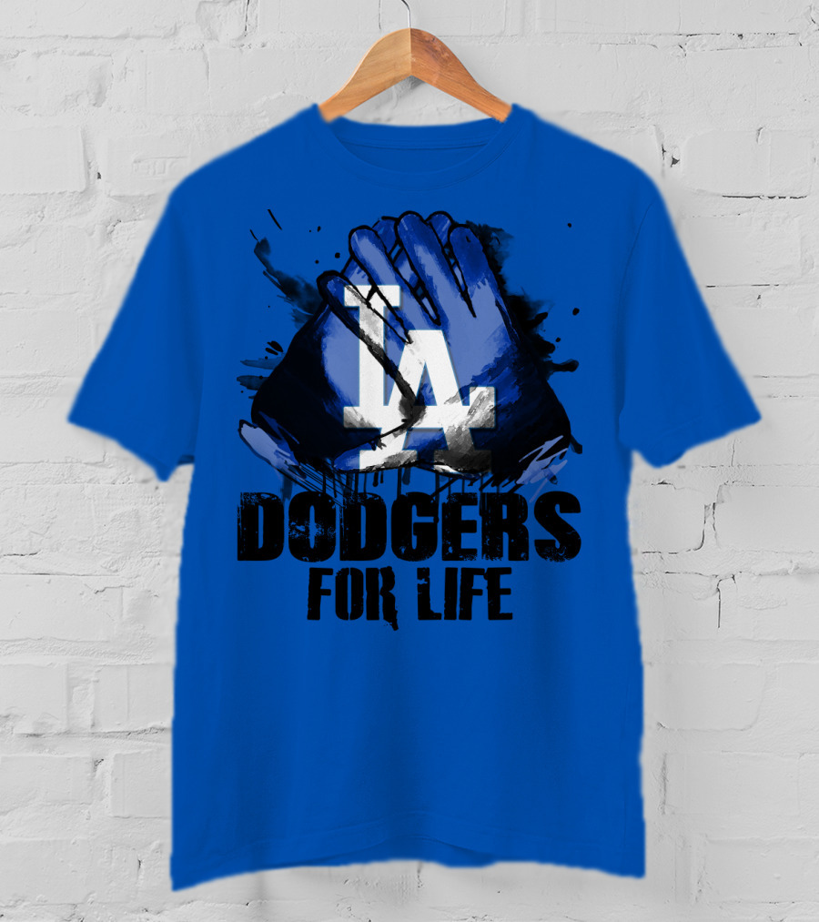 La Dodgers For Life Blue Graphic Featuring Iconic Logo With Hands T-Shirt