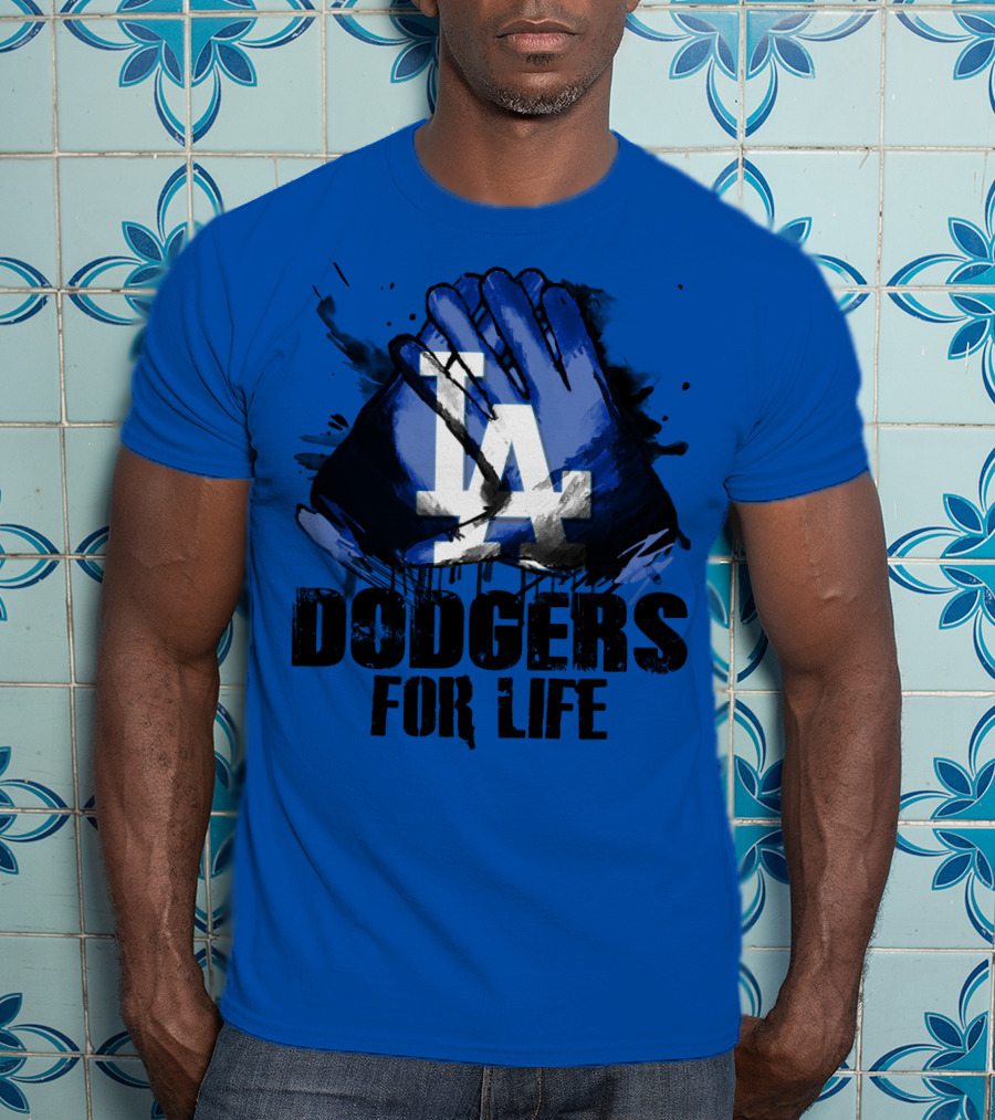 La Dodgers For Life Blue Graphic Featuring Iconic Logo With Hands T-Shirt