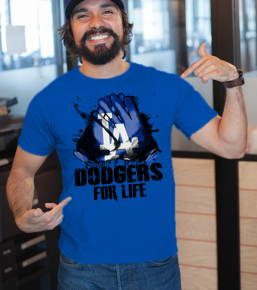 La Dodgers For Life Blue Graphic Featuring Iconic Logo With Hands T-Shirt
