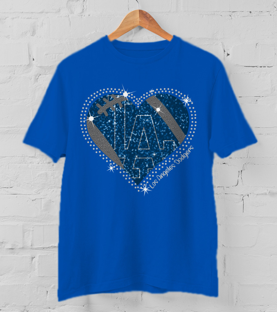 Los Angeles Dodgers Heart Sparkle La Football Stars T-Shirt