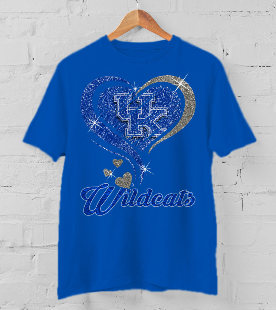Uk Wildcats Heart Shaped Glitter T-Shirt