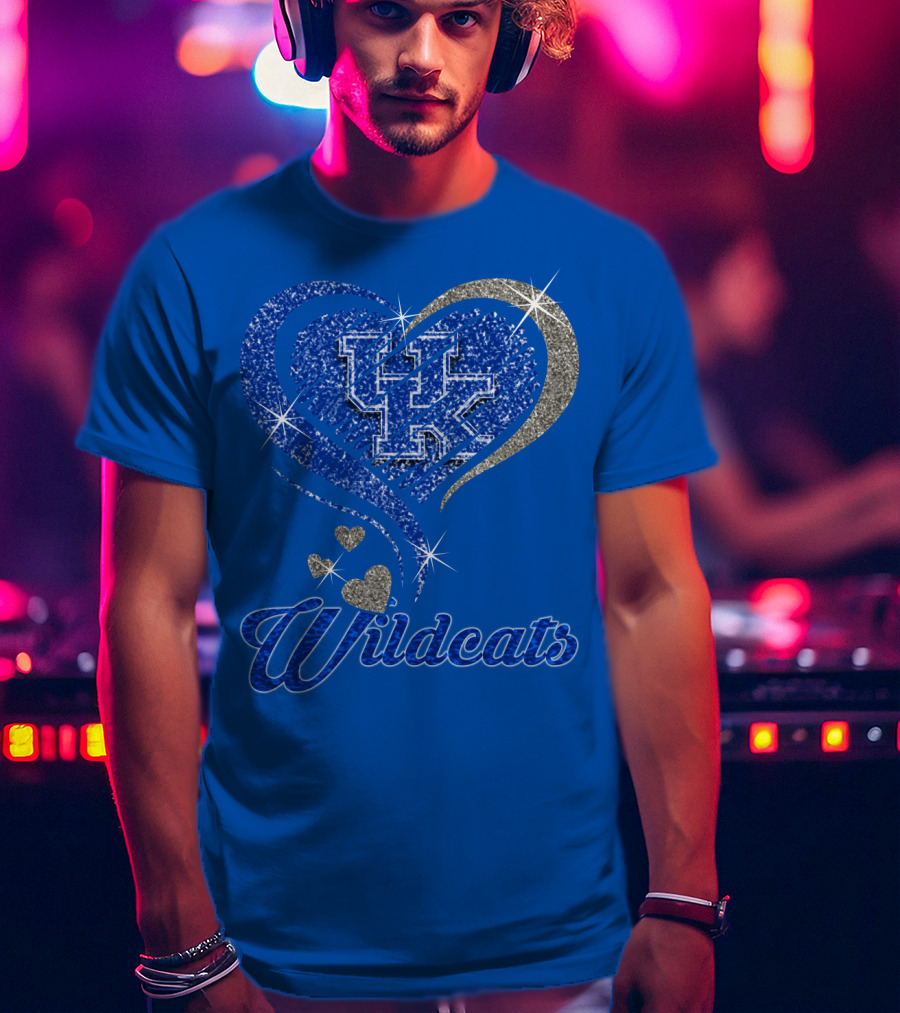 Uk Wildcats Heart Shaped Glitter T-Shirt