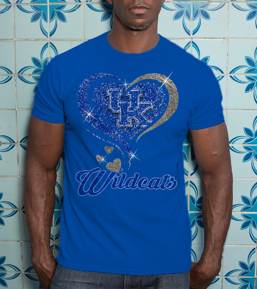 Uk Wildcats Heart Shaped Glitter T-Shirt