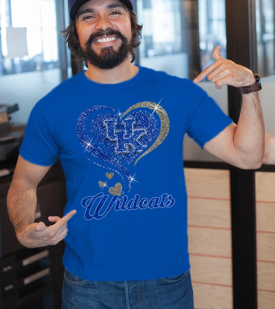 Uk Wildcats Heart Shaped Glitter T-Shirt
