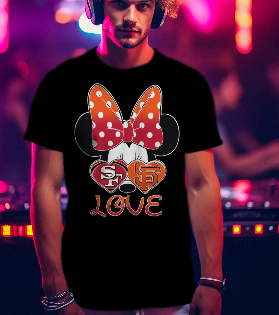 Minnie Mouse Love Sf 49ers Giants Hearts T-Shirt