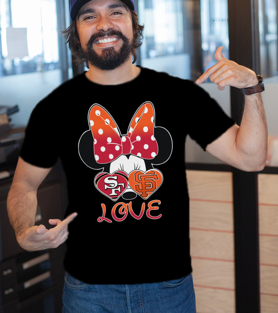 Minnie Mouse Love Sf 49ers Giants Hearts T-Shirt