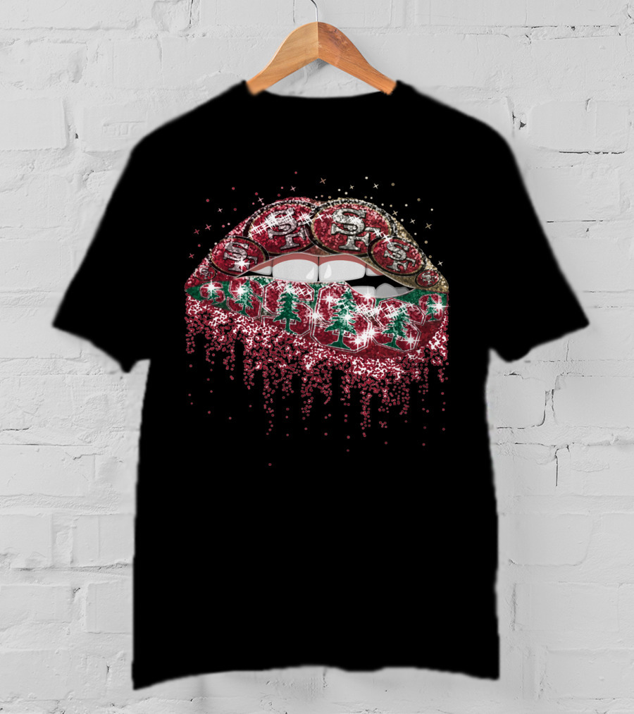 Lip Christmas Tree Santa Glam Lips 49ers T-Shirt
