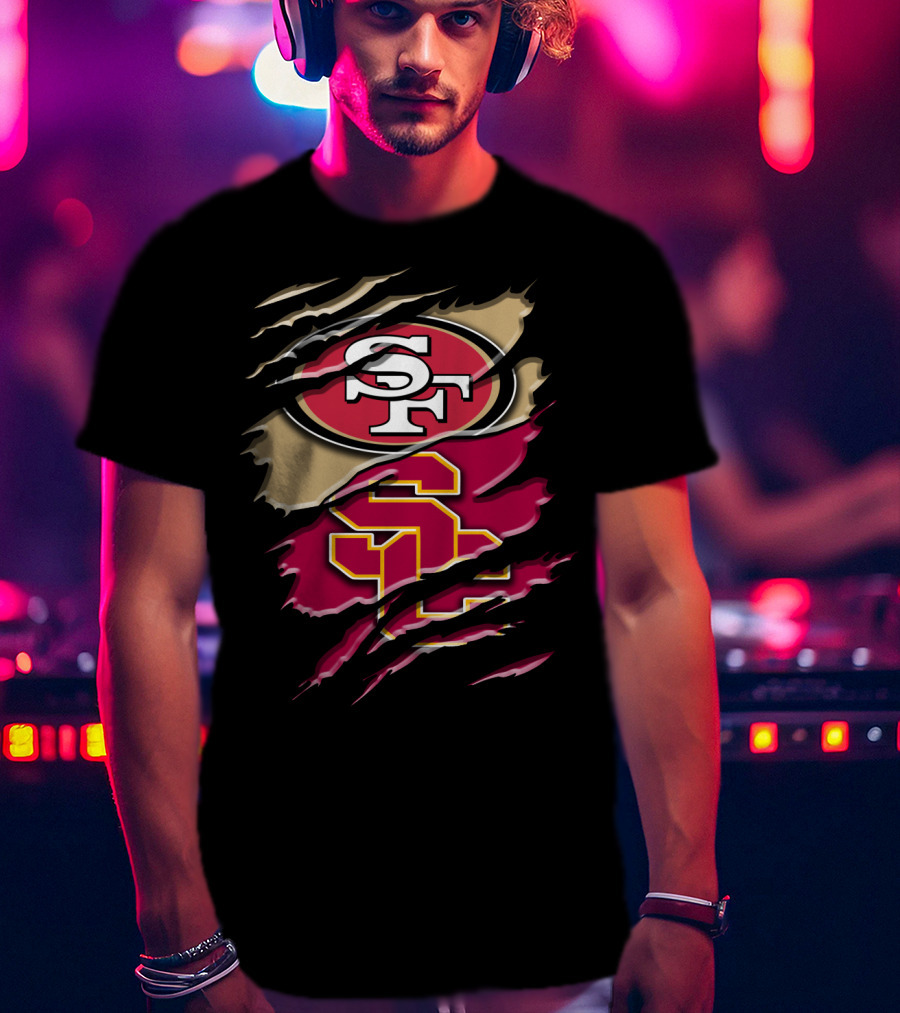 San Francisco 49ers USC Trojans Chest Rip T-Shirt