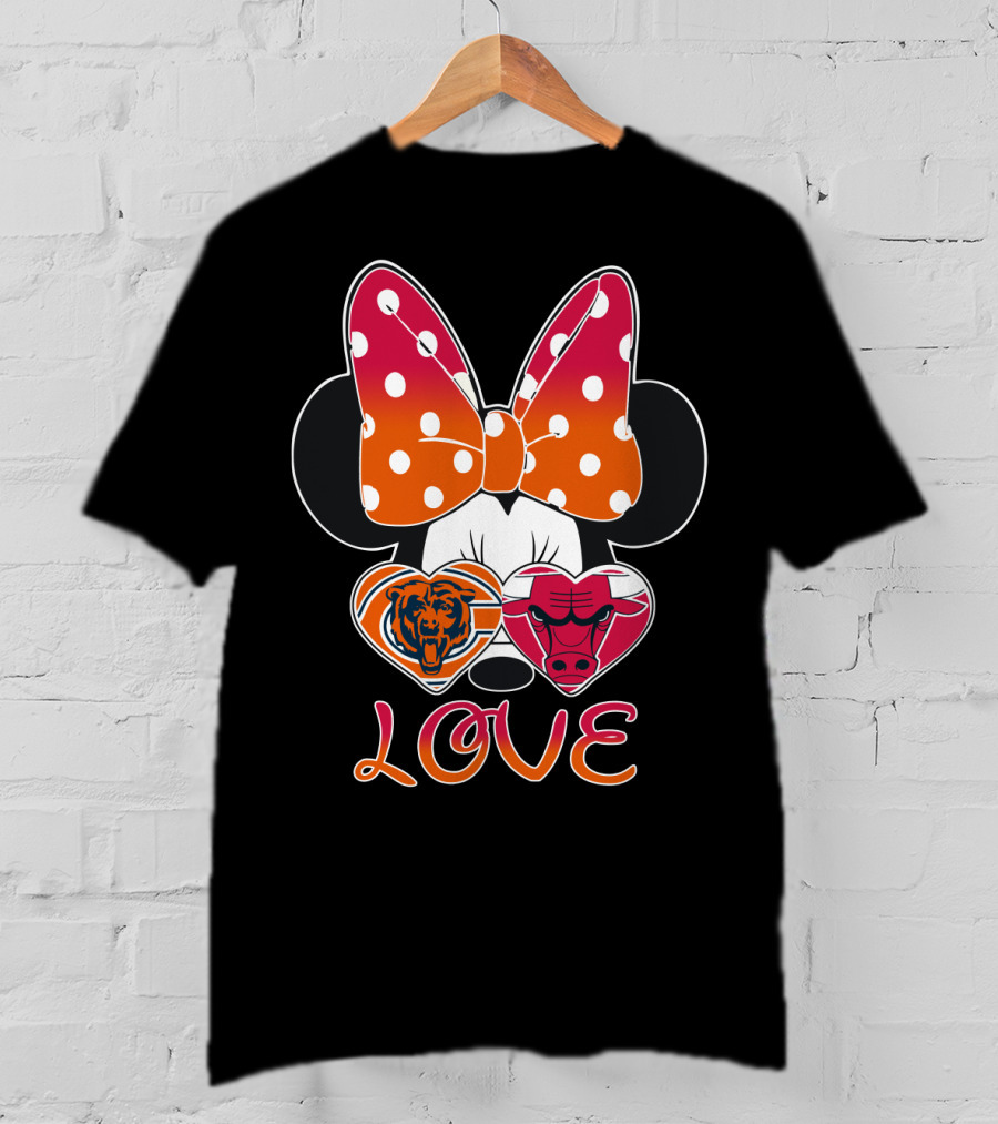 Minnie Mouse Chicago Bears Bulls Love T-Shirt
