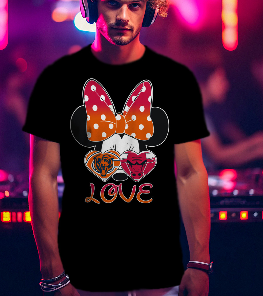 Minnie Mouse Chicago Bears Bulls Love T-Shirt