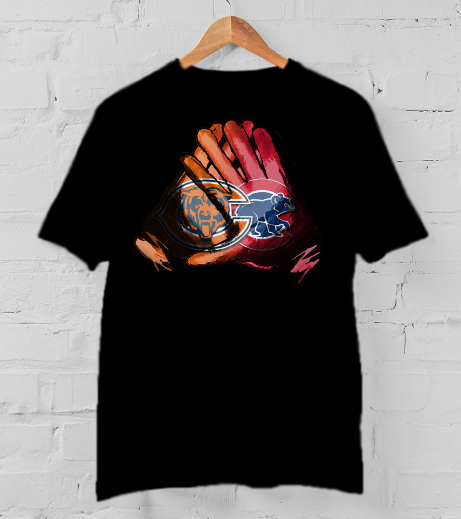 Bears And Cubs For Life Football And Baseball Logos Fusion T-Shirt