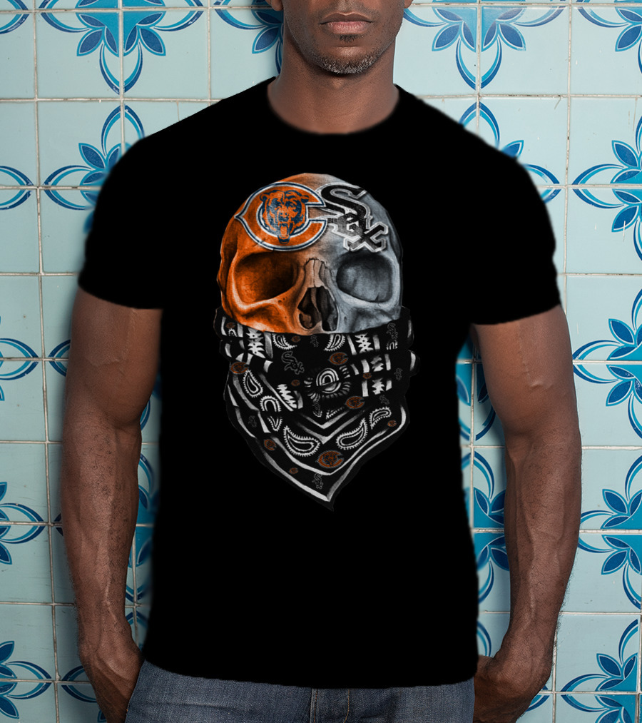 Chicago Bears Chicago White Sox Skull Bandana T-Shirt