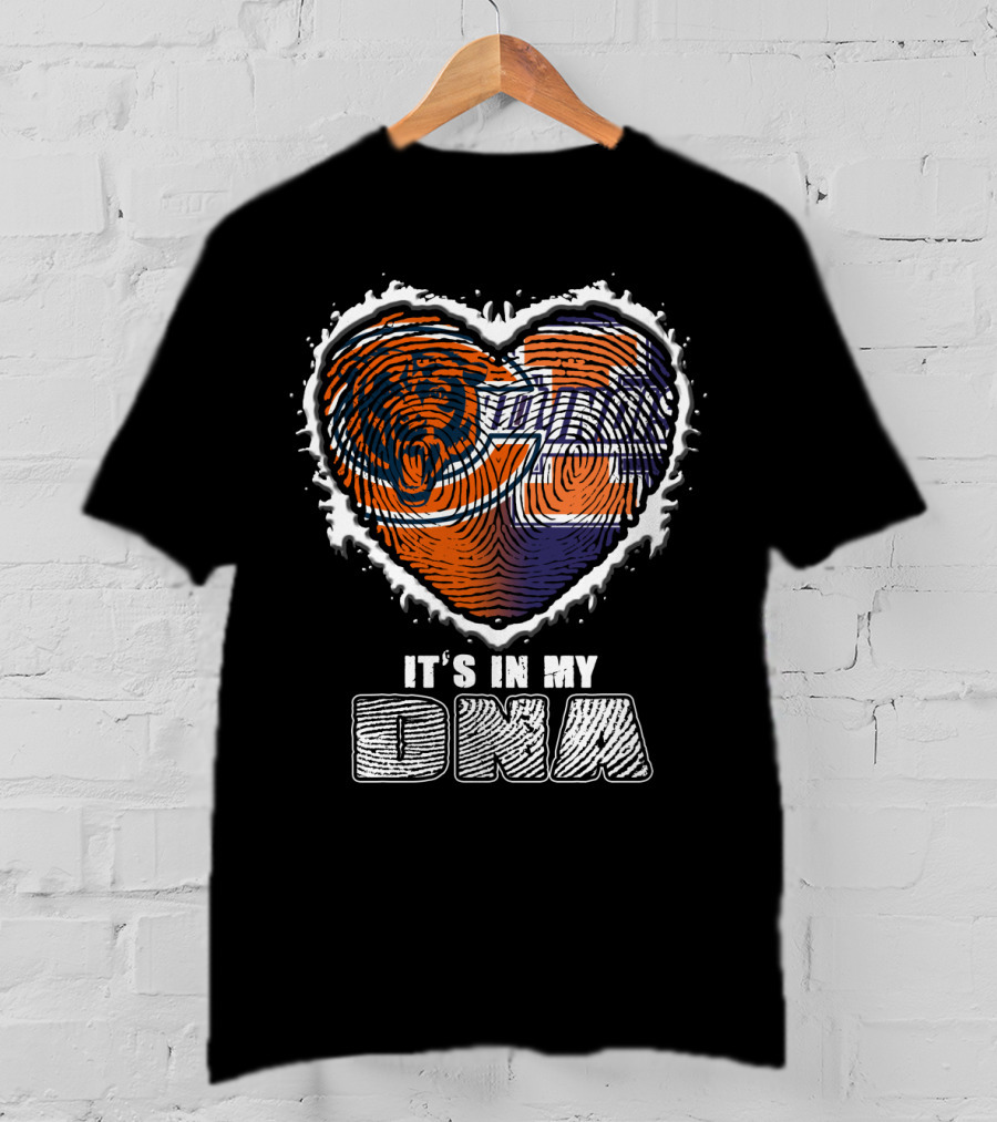 Chicago Bears It's In My Dna Heart Fingerprint T-Shirt