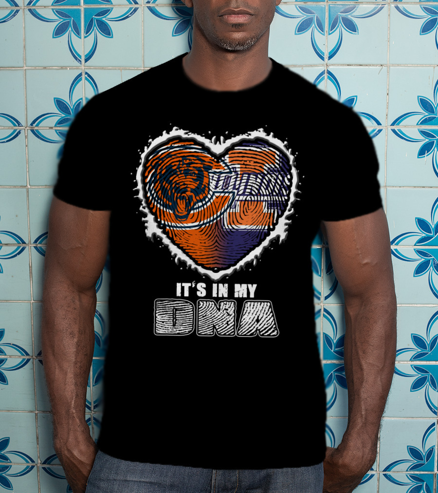Chicago Bears It's In My Dna Heart Fingerprint T-Shirt